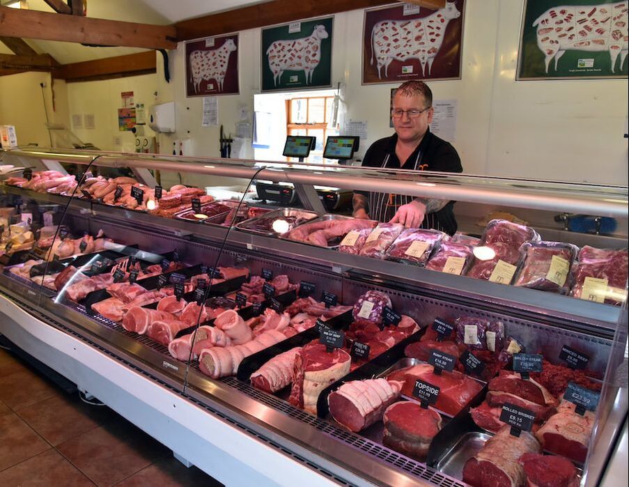 Churncote farm shop butchery with butchers Mike and Steve